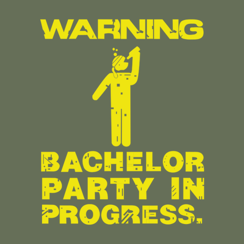 Tričko Warning: bachelor party in progress