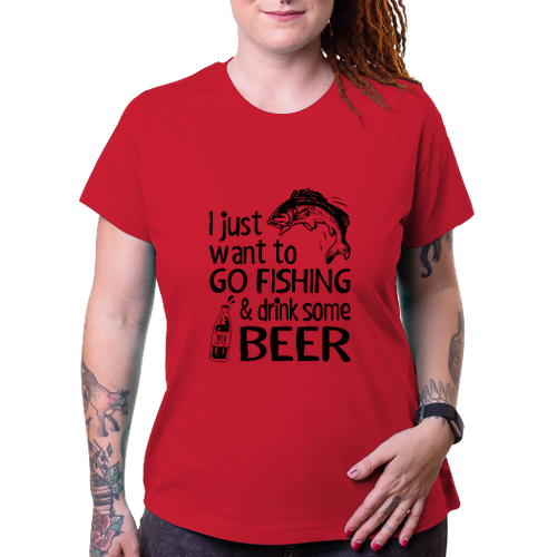 Dámské tričko Go fishing and drink beer