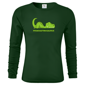 Vtipné tričko s dlouhým rukávem Prokrastinosaurus