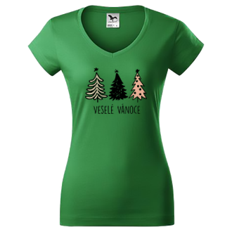Vánoce Dámské triko na Vánoce Stromy