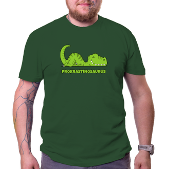 Vtipné tričko Prokrastinosaurus